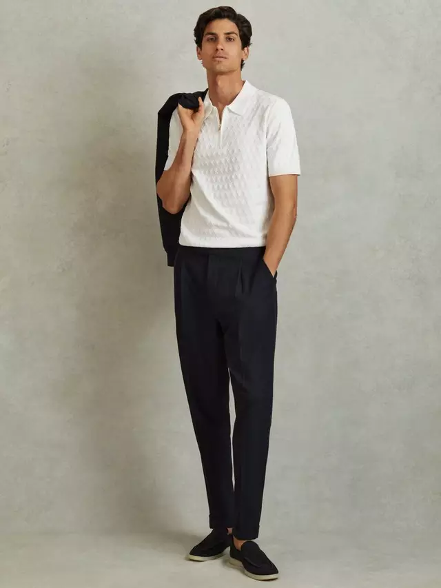 

Поло Reiss Rizzo Half-Zip Knitted, белый
