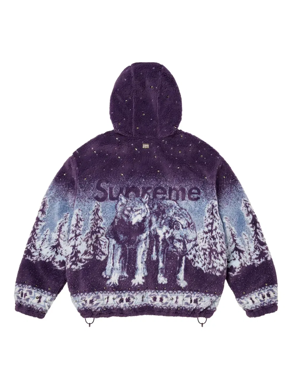 Двусторонняя флисовая куртка с капюшоном Supreme, фиолетовый — фото 2
