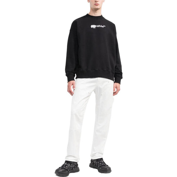 Толстовка Men's OFF-WHITE FW22 Logo Embroidered Round Neck Long Sleeves Black, черный — фото 2