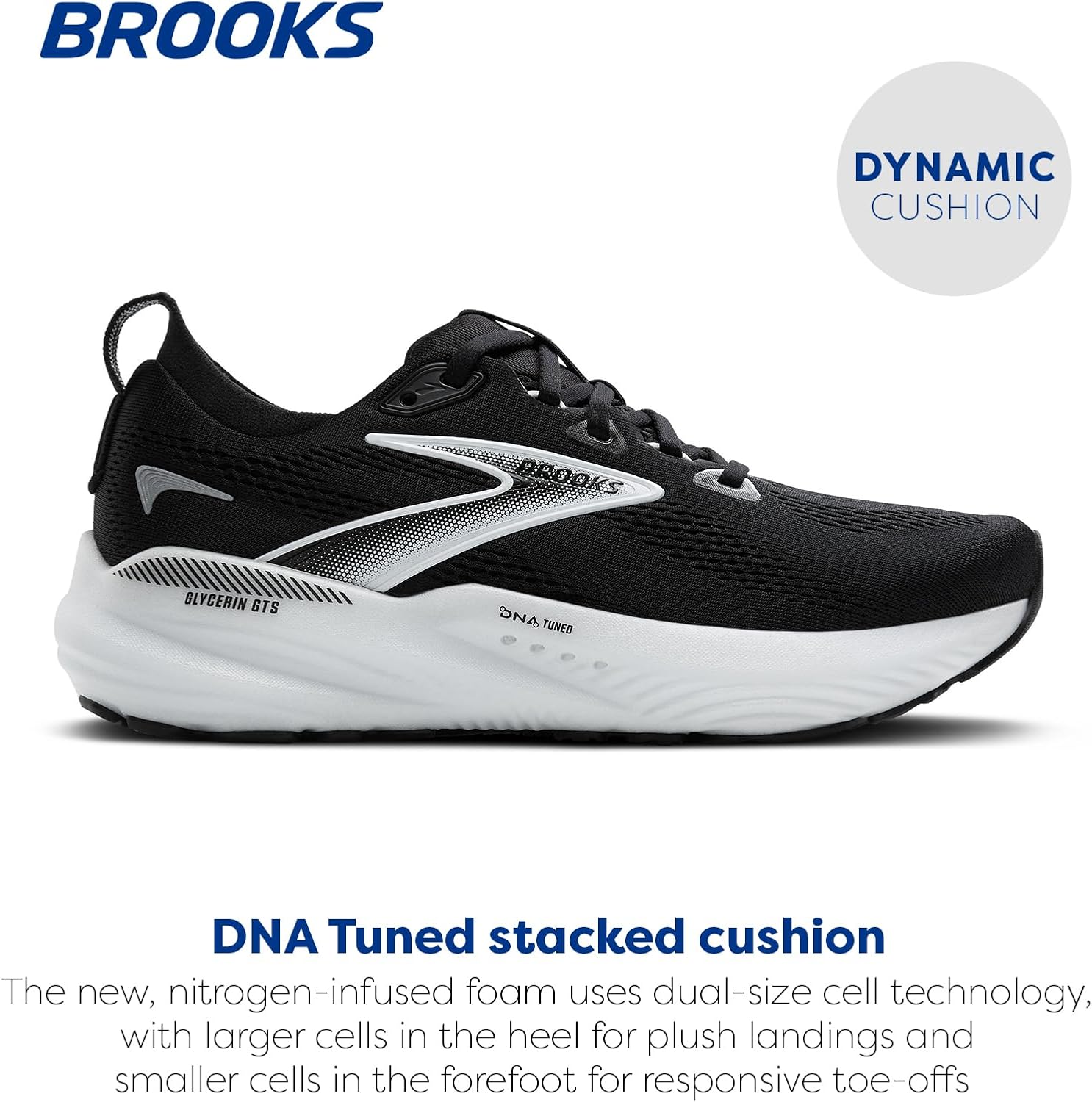 Мужские беговые кроссовки Brooks Glycerin GTS 22 с поддержкой, белый/черный/серый — фото 2
