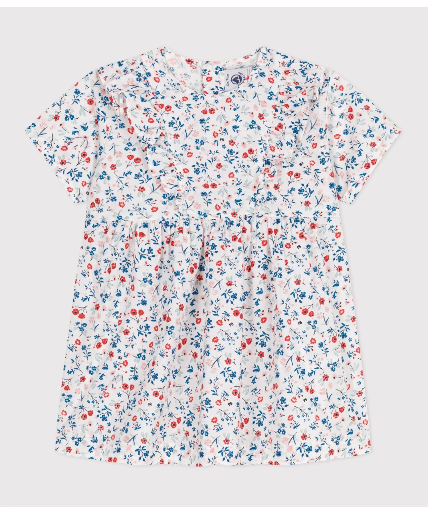 Детское платье с цветочным принтом PETIT BATEAU белое — фото 4