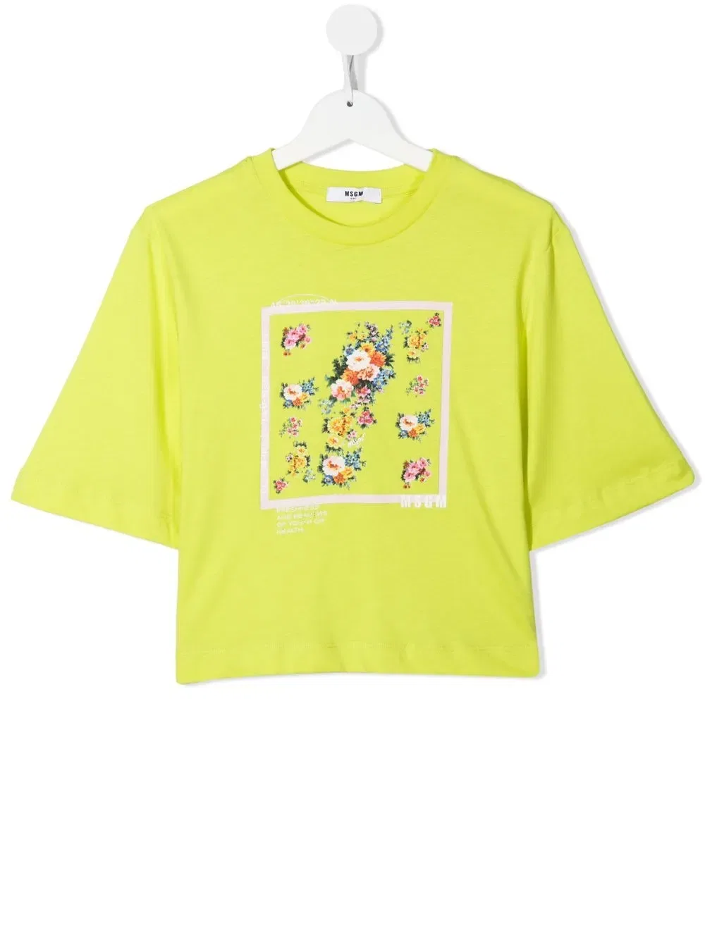 Укороченная футболка с цветочным принтом для подростков Msgm Kids, желтый