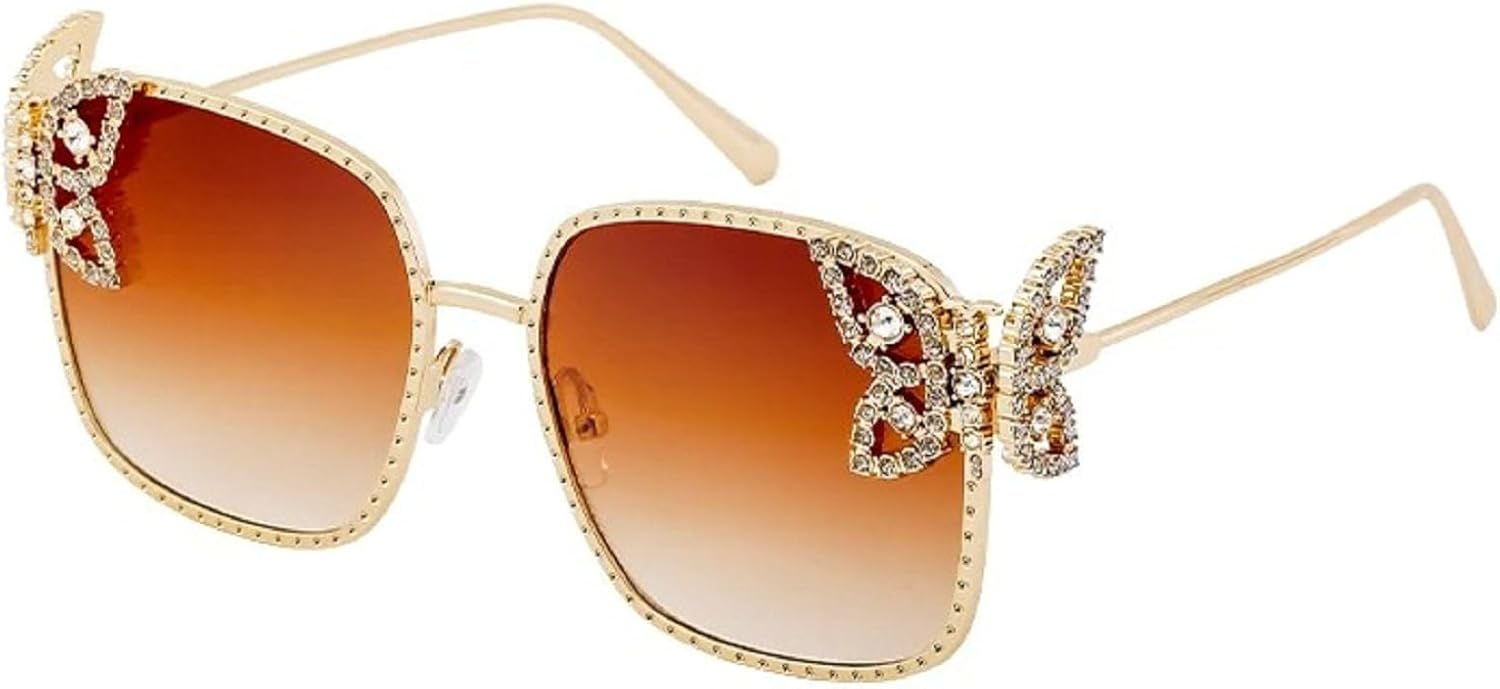 

Стильные солнцезащитные очки-бабочки квадратной формы со стразами для женщин, роскошные ретро-очки в металлической оправе, солнцезащитные очки для активного отдыха mincl, Brown