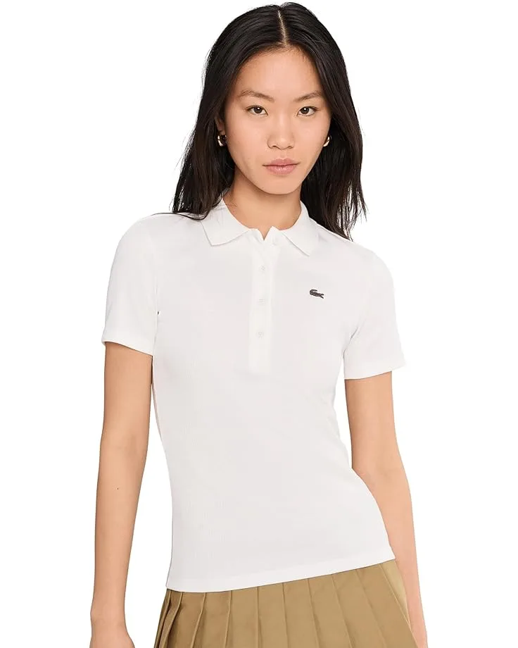 Поло Lacoste L.12.D Ribbed Cotton, Slim Fit, Белое