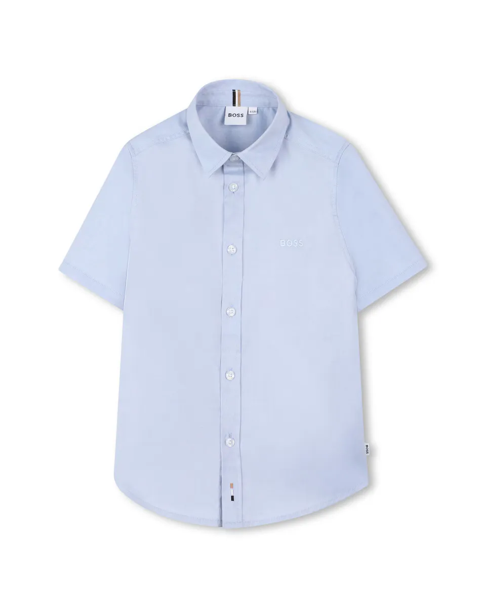 

Рубашка с короткими рукавами из 100% хлопка для мальчиков BOSS Kidswear, голубой