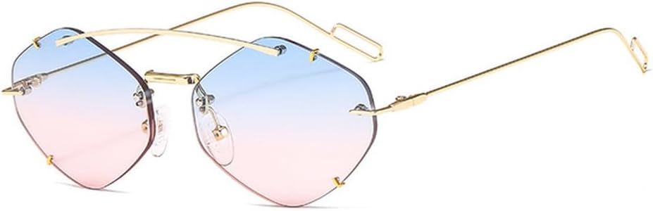 

Женские солнцезащитные очки без оправы Polygon, модные солнцезащитные очки с градиентным переходом, женские очки-«конфетки», защита от ультрафиолета UV400, SUN1756 Generic, C5 Gold-blue Pink