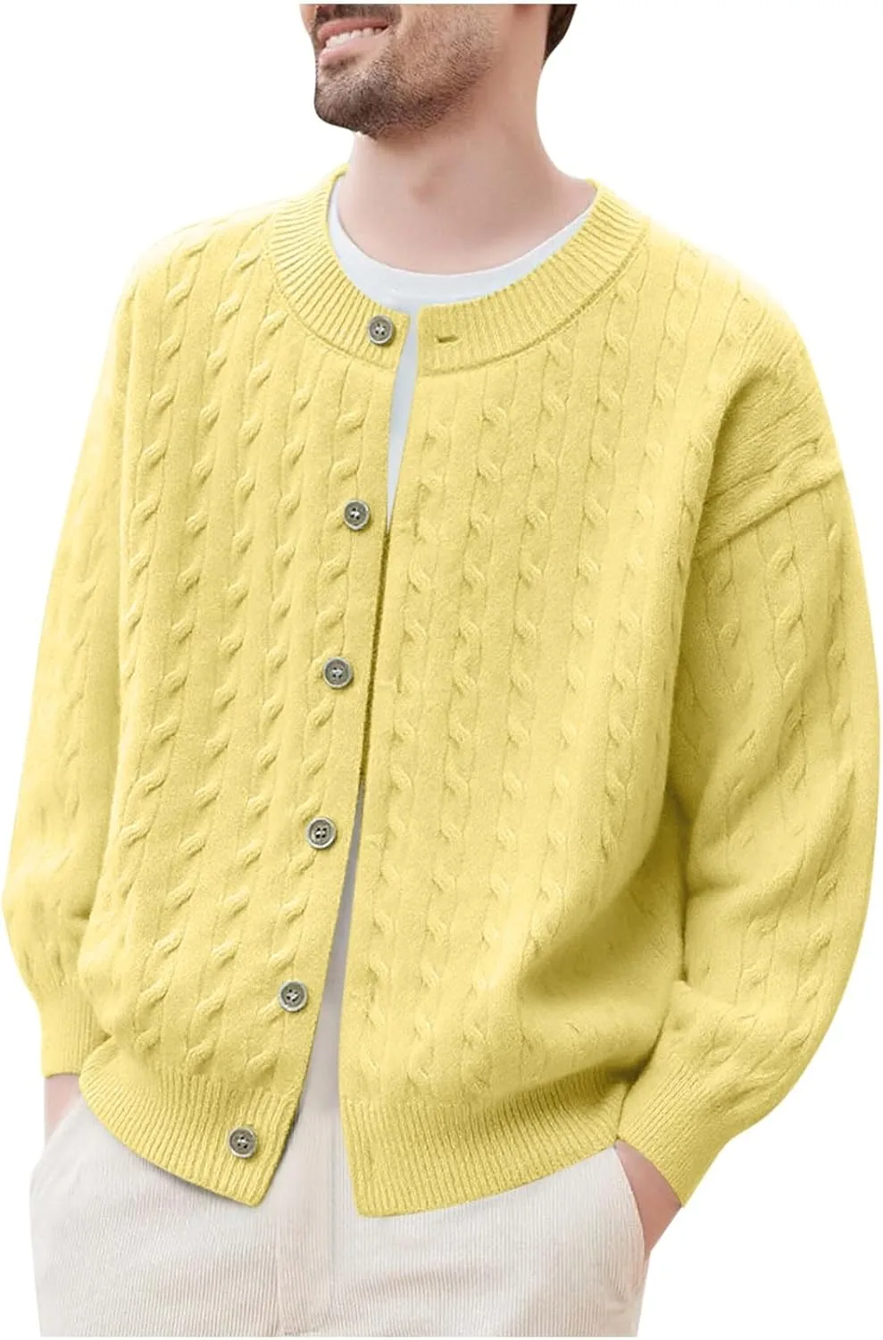 

Мужской свитер с длинными рукавами и застежкой на пуговицах ABABC