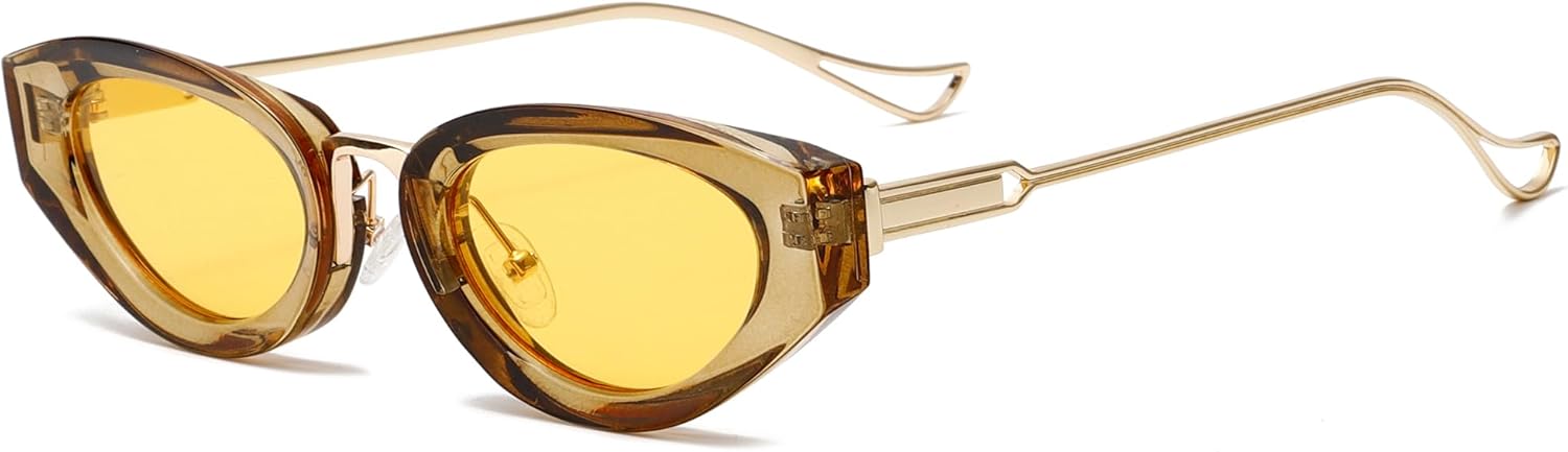 

Солнцезащитные очки Cyxus «Кошачий глаз» для женщин, модные солнцезащитные очки с защитой от УФ-излучения для вождения, активного отдыха и повседневного использования, Yellow Frame Yellow Lens 1263