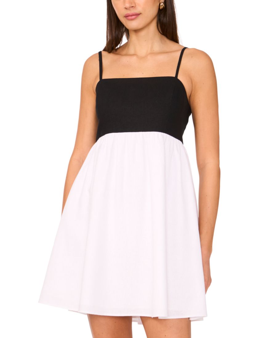 

Женское мини-платье с контрастными цветовыми блоками и завышенной талией 1STATE, New Ivory