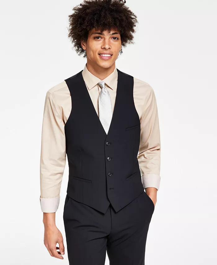 

Мужской жилет из шерсти, Slim-Fit Bar III, черный