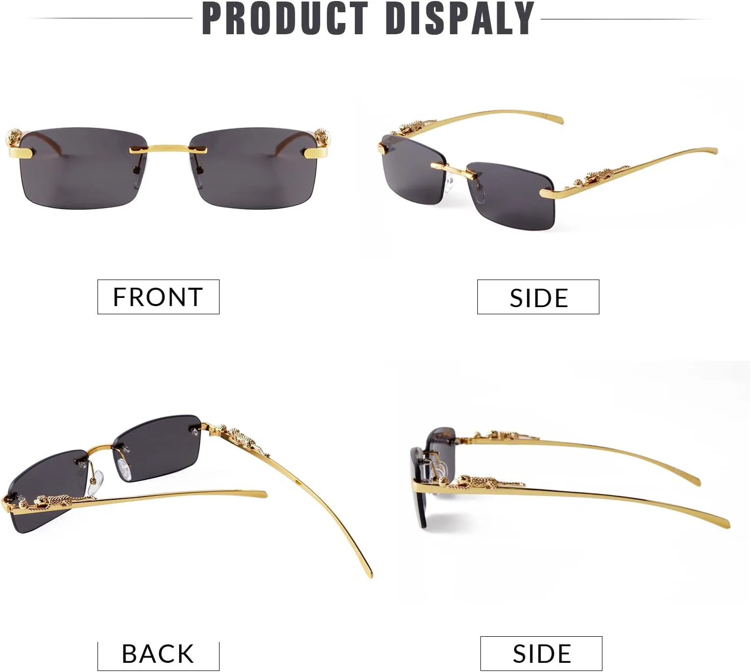 

Солнцезащитные очки JUDOO в стиле ретро, ​​без оправы, прямоугольной формы, для мужчин и женщин, модные очки без оправы с тонированными линзами, Grey+clear