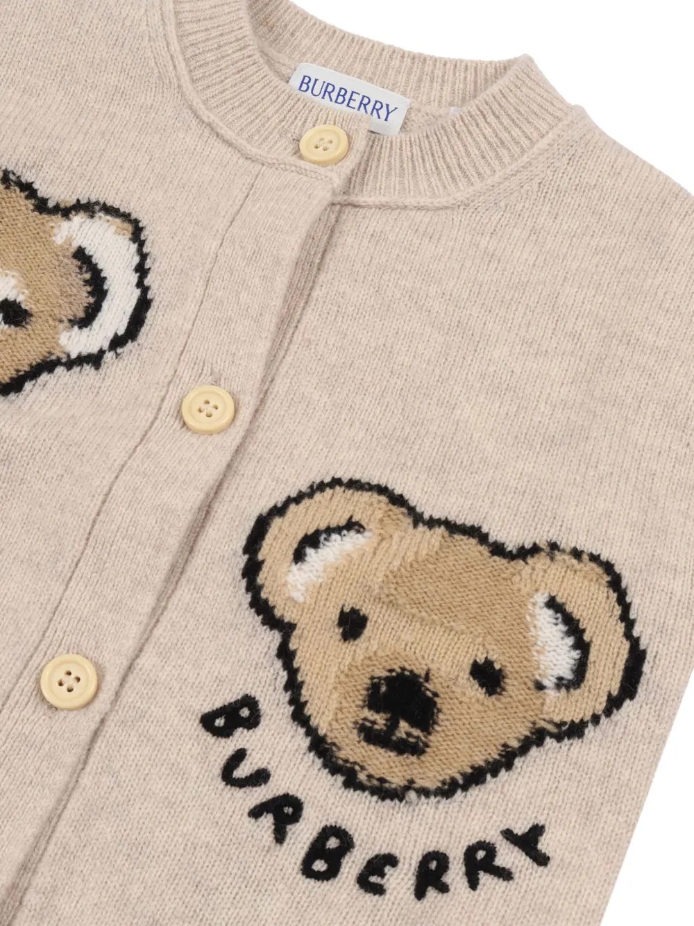 Кардиган с вышитым медведем BURBERRY KIDS, нейтральный — фото 3