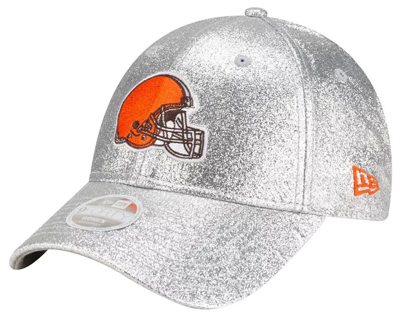 

Женская регулируемая шляпа New Era Cleveland Browns Sparkly 9Forty серебристого цвета с металликом
