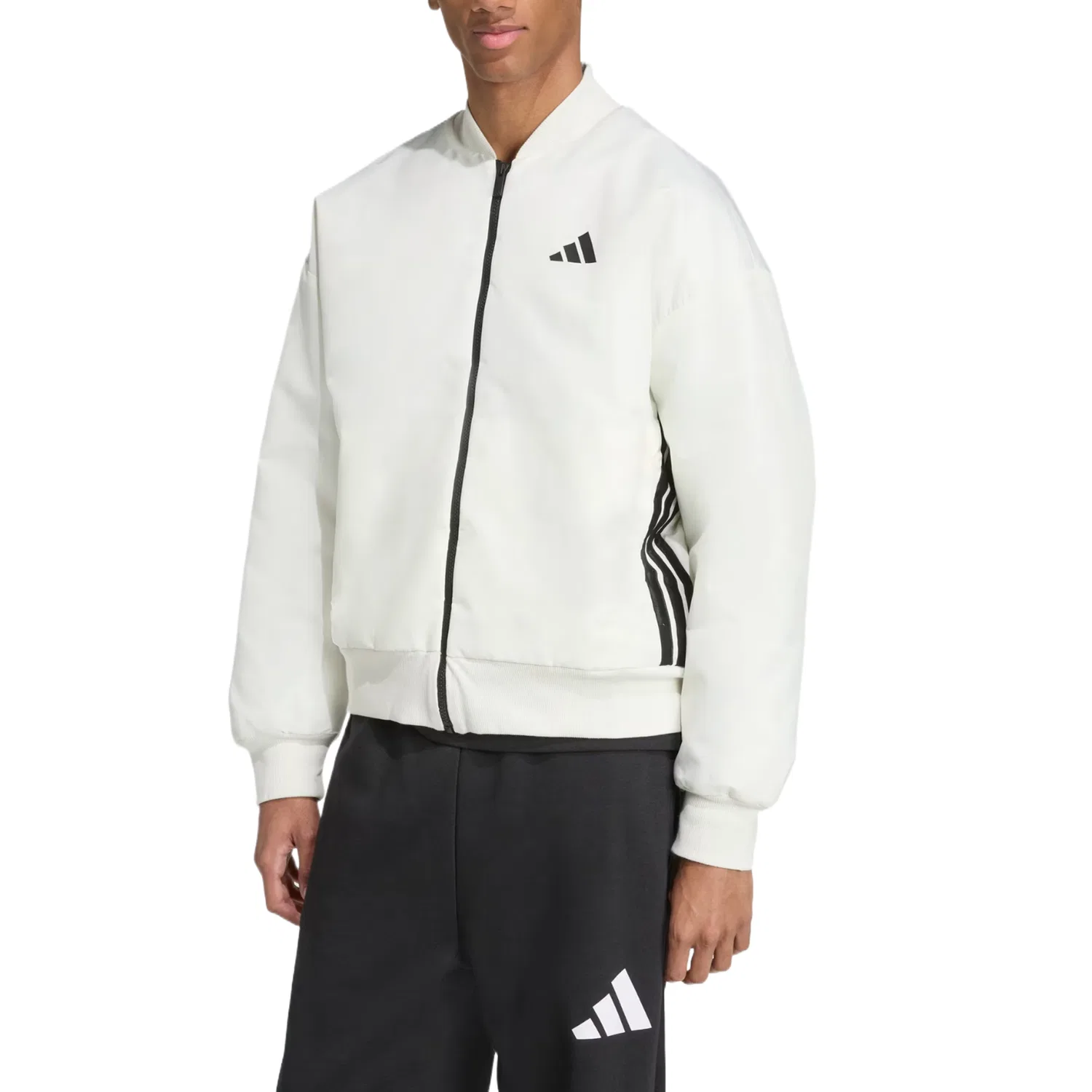 Куртка-бомбер на молнии с логотипом Adidas, Ecru