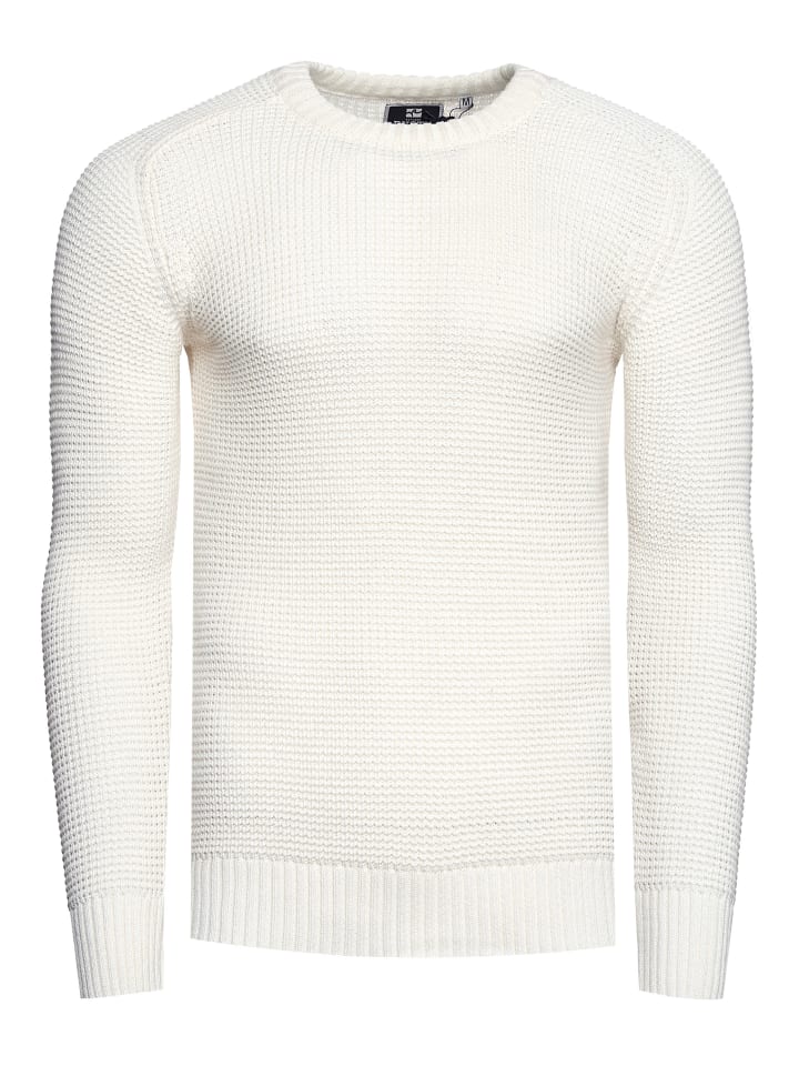 

Плотно вязаный облегающий свитер с круглым вырезом белого цвета Rusty Neal