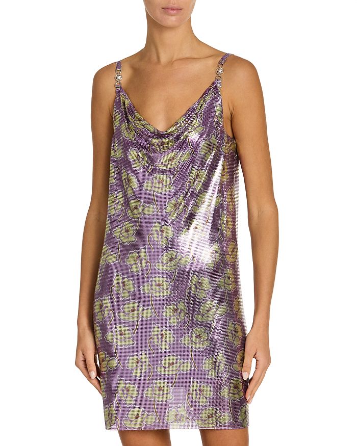 

Платье с принтом из металлической сетки Versace, фиолетовый