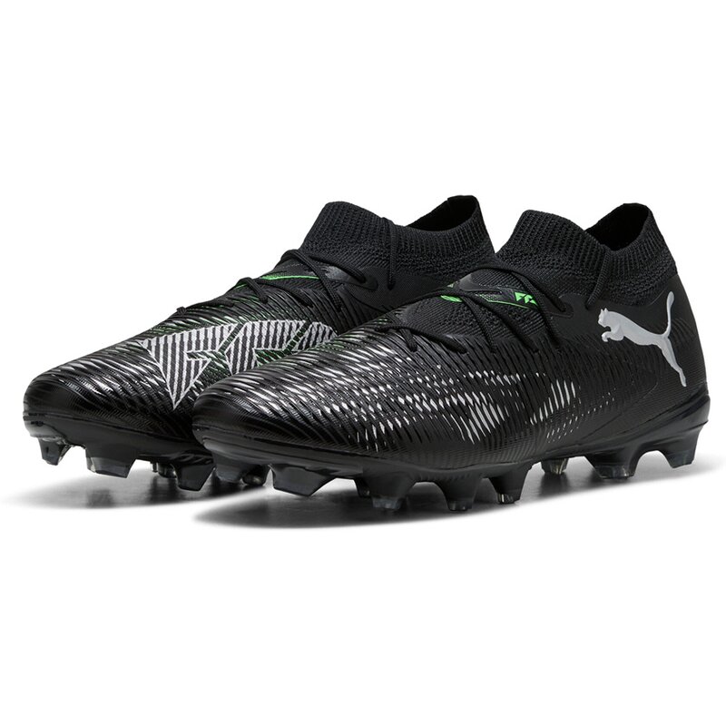 Футбольные бутсы для газона Future 8 Match FG/AG Puma, цвет puma black-puma silver-fluo green — фото 3
