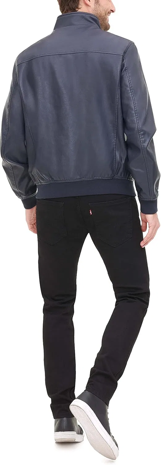 Мужская куртка-бомбер Tommy Hilfiger Adaptive из искусственной кожи Smooth Lamb Touch — фото 4