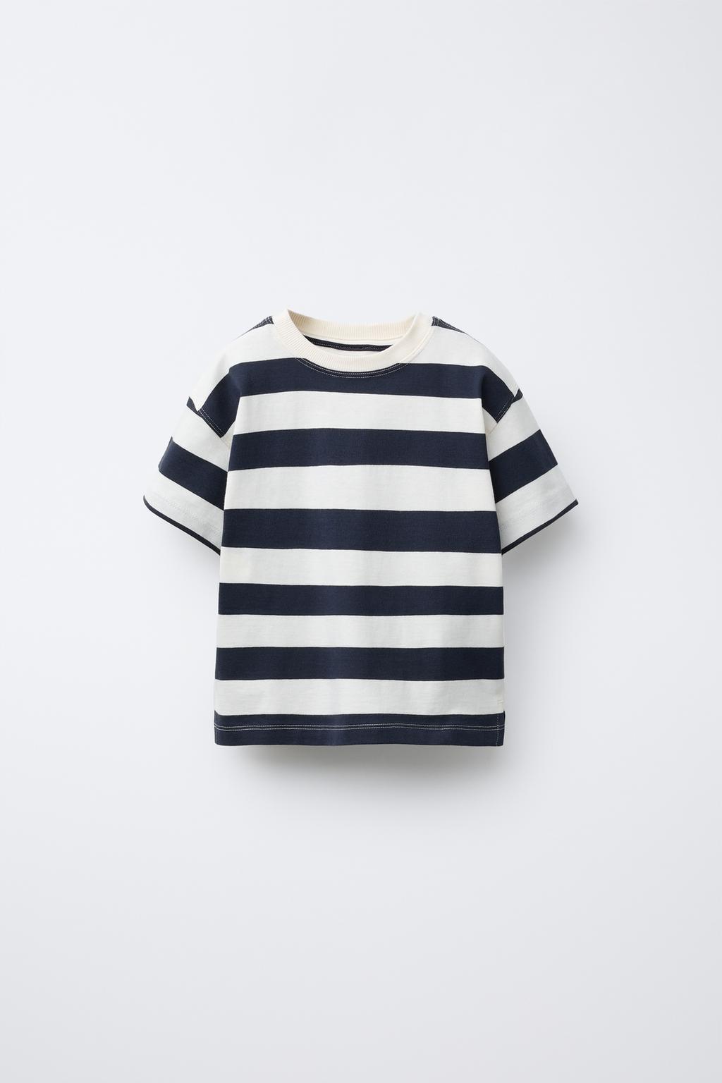 

Футболка в полоску ZARA, темно-синий
