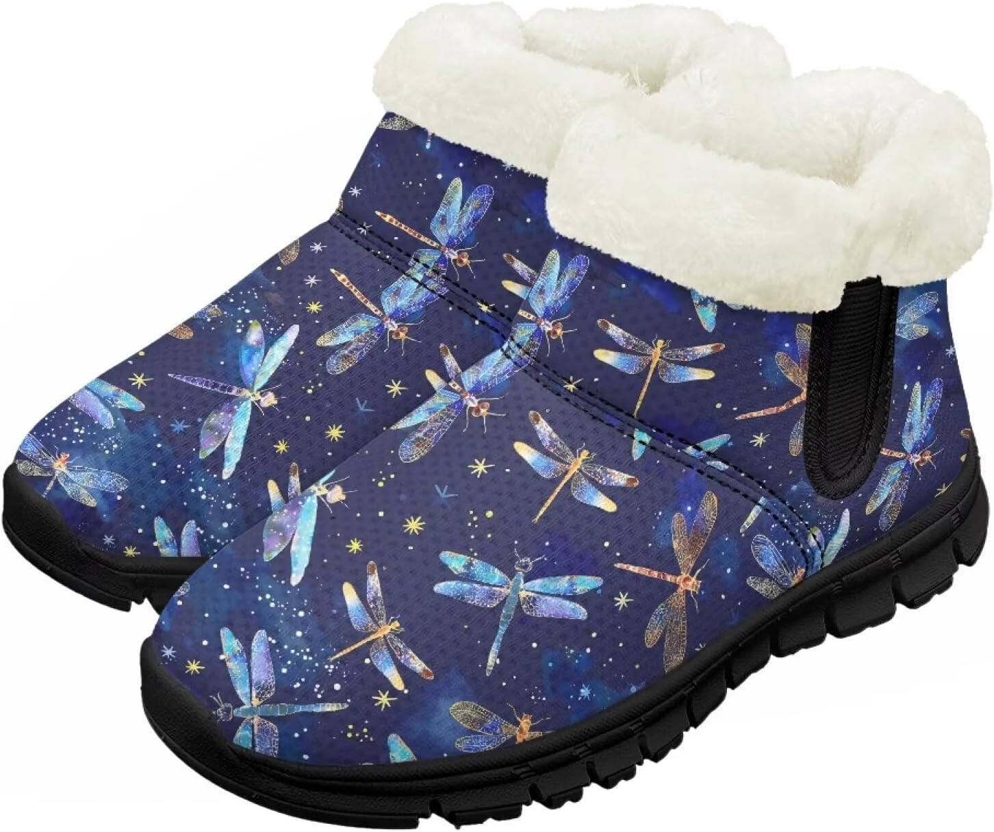 

Детские зимние ботинки для мальчиков и девочек, теплые зимние ботинки с нескользящей подошвой, уличные ботильоны для маленьких детей Suhoaziia, Dragonfly Starry