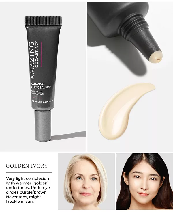 Консилер с полным покрытием, корректирующий цвет Amazingcosmetics, golden ivory — фото 2