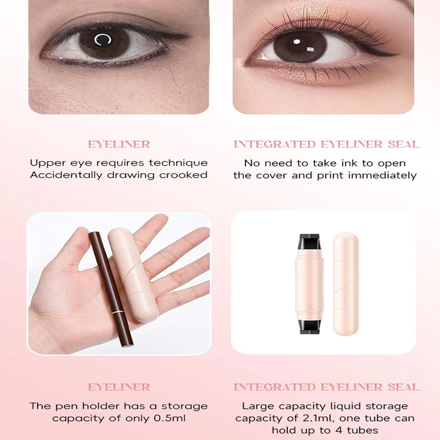 Подводка для глаз Eyeliner Stamp, коричневая, 1.05 мл+1.05 мл, No Brand — фото 3