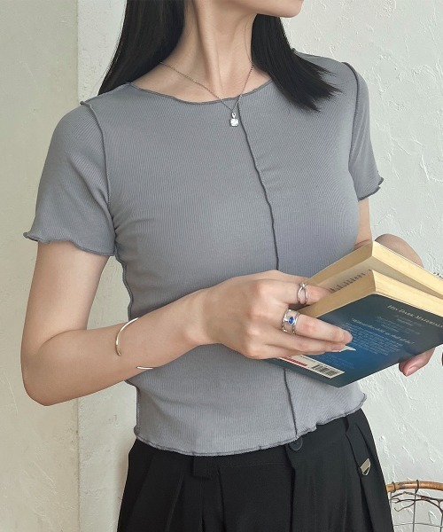 

Облегающий топ с короткими рукавами, двусторонний Rejoule, светло-серый