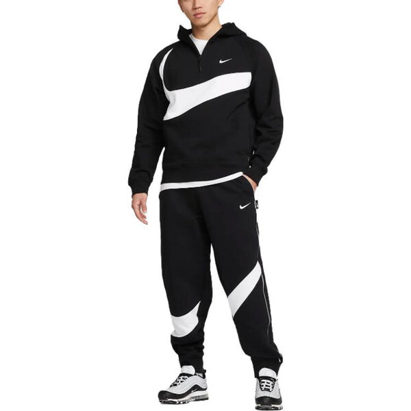 Толстовка sportswear big swoosh half zip hoodie (asia sizing) 'black white' Nike, черный — фото 3