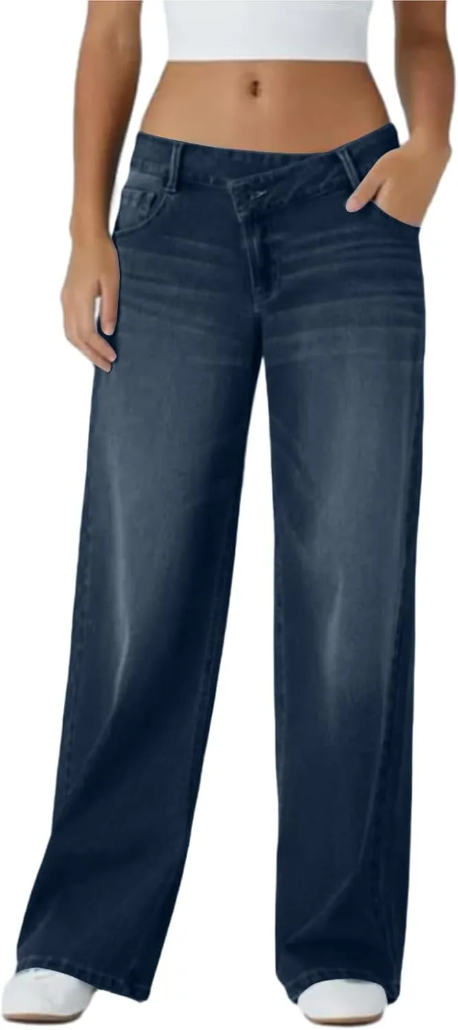 

Женские джинсы Wide Leg Baggy с карманами, High Waisted, Loose Fit