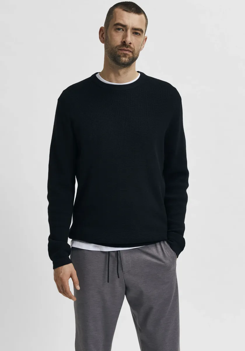 

Свитер с круглым вырезом SELECTED HOMME "ROCKS KNIT CREW NECK", черный