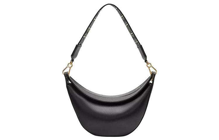 

LOEWE Женская черная сумка через плечо из сатинированной телячьей кожи с жаккардовой тканью