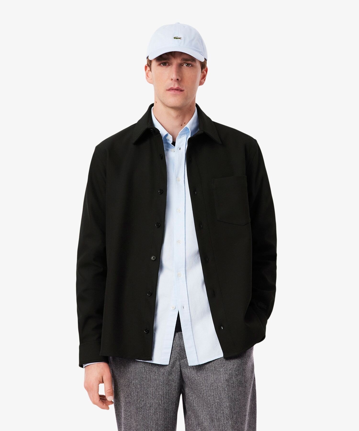 Плотная, свободная двусторонняя рубашка-накидка LACOSTE, Black