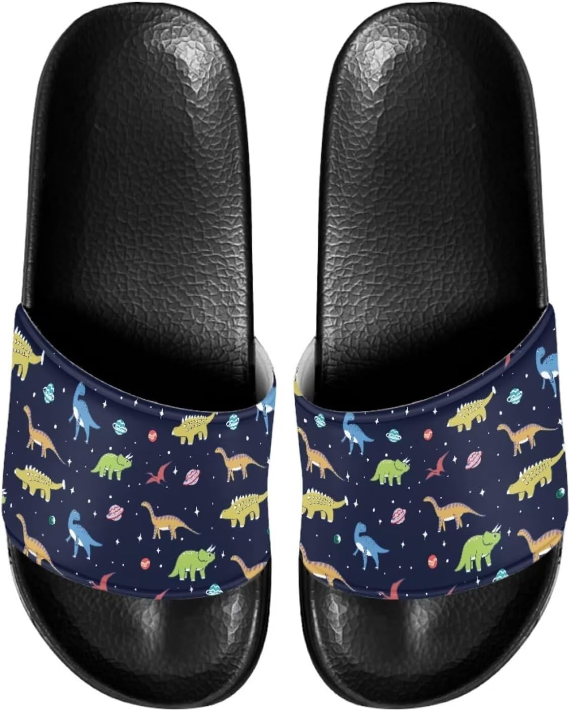 

Унисекс слайд-сандалии JoyLamoria с принтом, домашние тапочки для ванной, повседневная обувь на плоской подошве для мужчин и женщин, Galaxy Dinosaur Print
