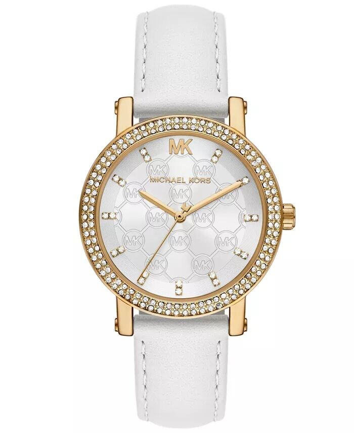 

Женские белые кожаные часы Corey с тремя стрелками, 38 мм Michael Kors