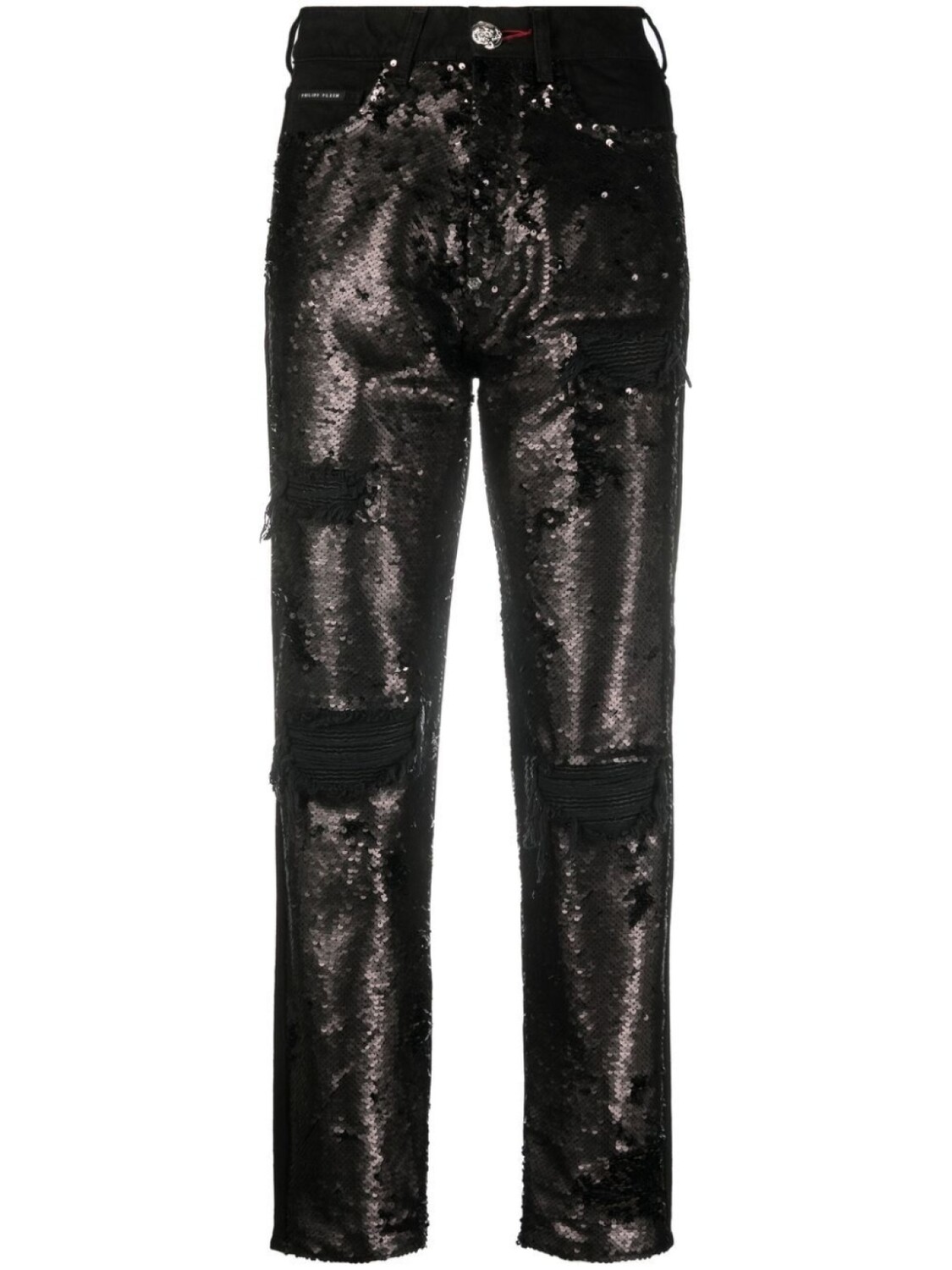 

Philipp Plein джинсы с завышенной талией и пайетками, черный