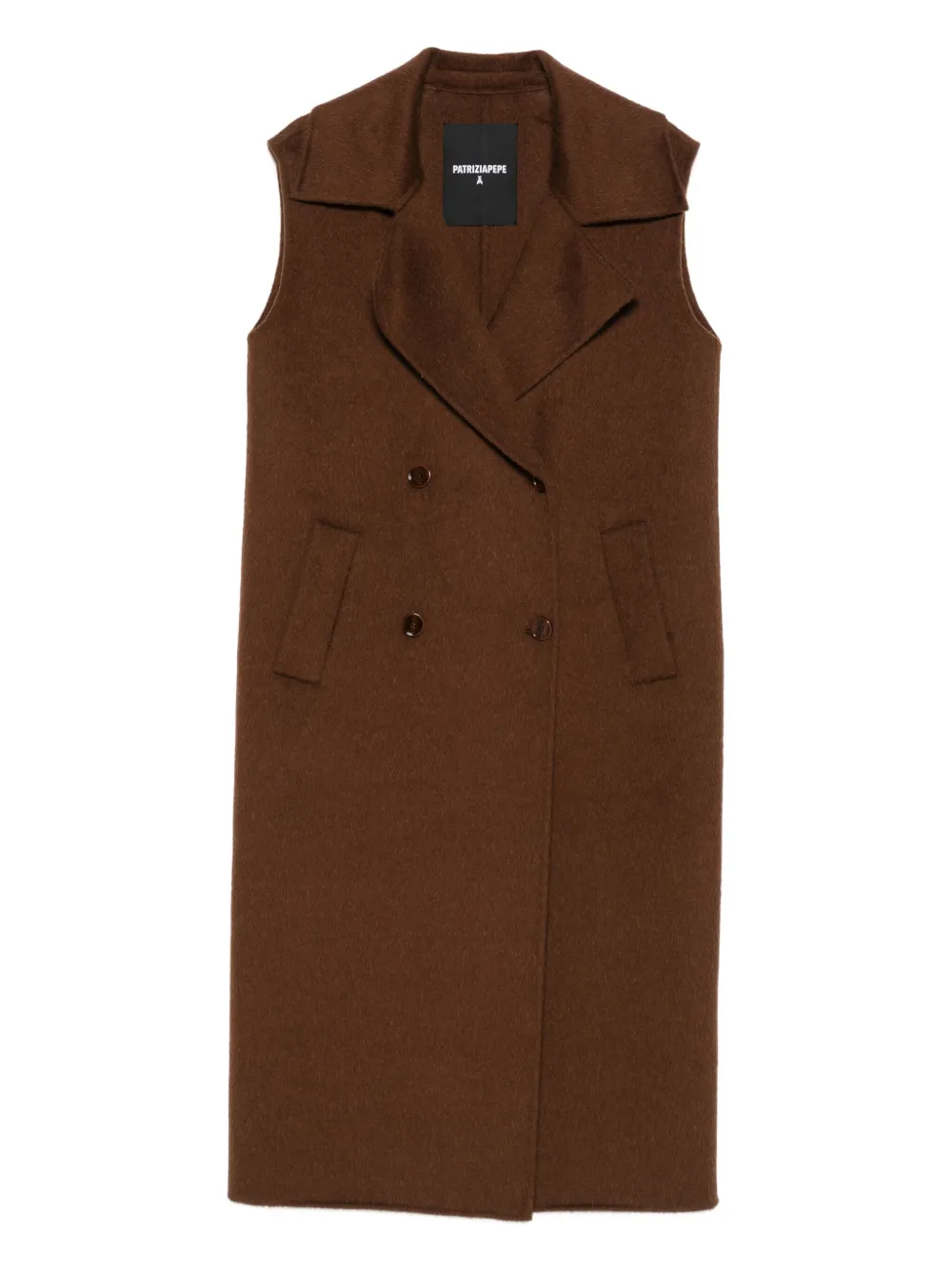 

Двубортное пальто без рукавов Patrizia Pepe, коричневый