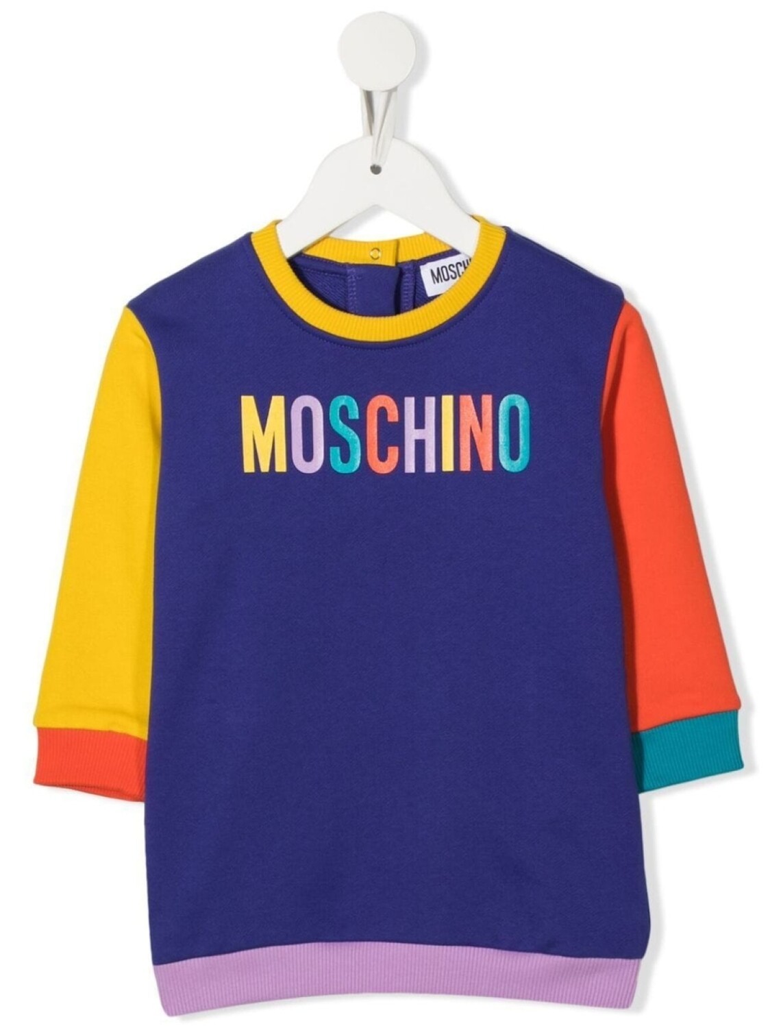 

Платье-футболка в стиле колор-блок с логотипом Moschino Kids, фиолетовый, Синий, Платье-футболка в стиле колор-блок с логотипом Moschino Kids, фиолетовый