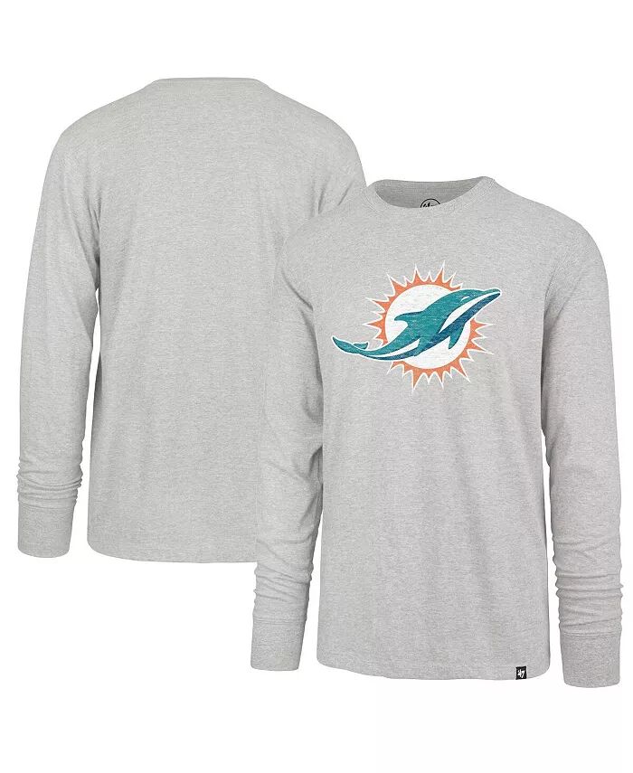 

Мужская серая потертая футболка Miami Dolphins Premier Franklin с длинным рукавом '47 Brand