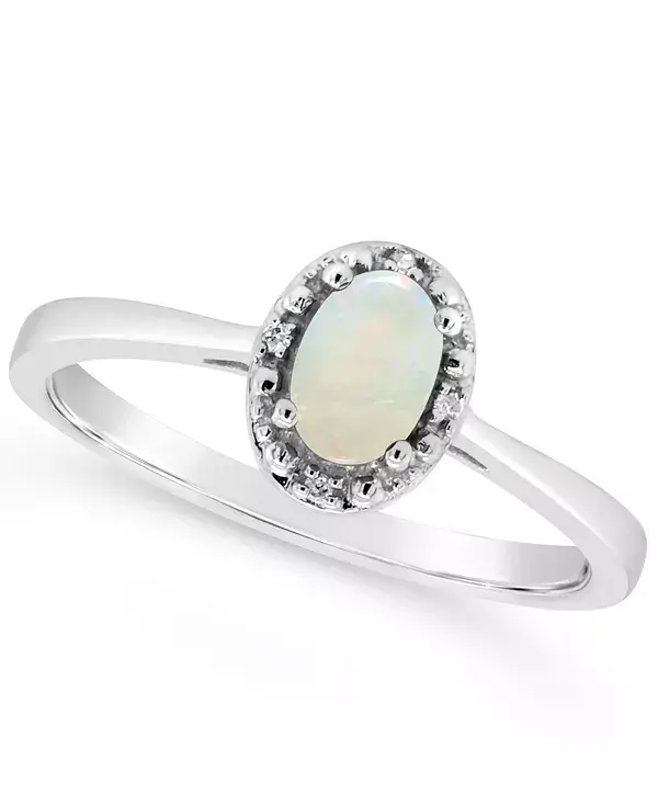 

Кольцо с бриллиантовым акцентом и гранатом (1/2 карата) из стерлингового серебра (также доступно с другими драгоценными камнями) Macy'S, opal
