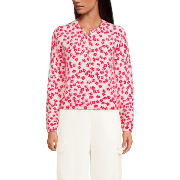 

Женский тонкий кардиган с ресничками Lands' End, цвет rose berry floral