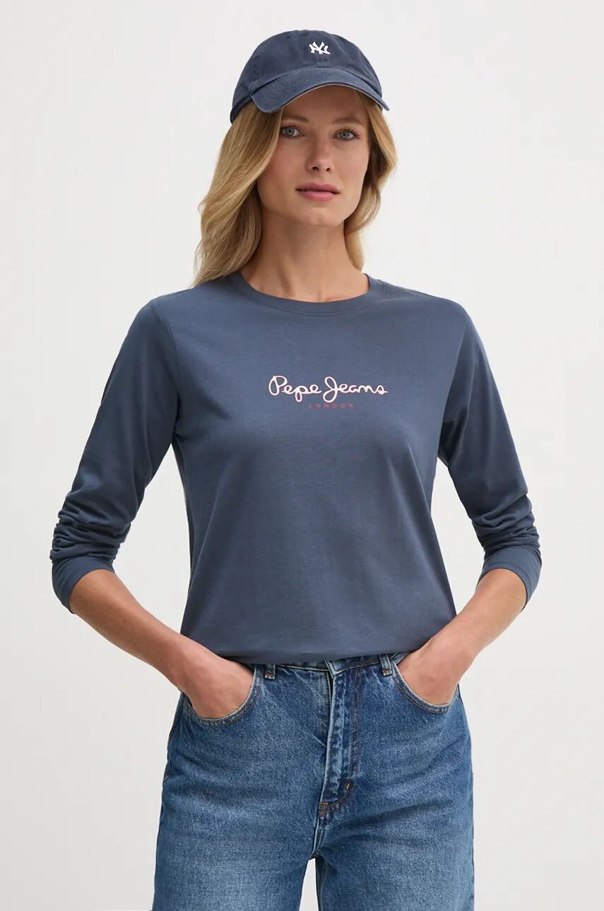 

Хлопковый топ Pepe Jeans с длинными рукавами FIORE LS, темно-синий