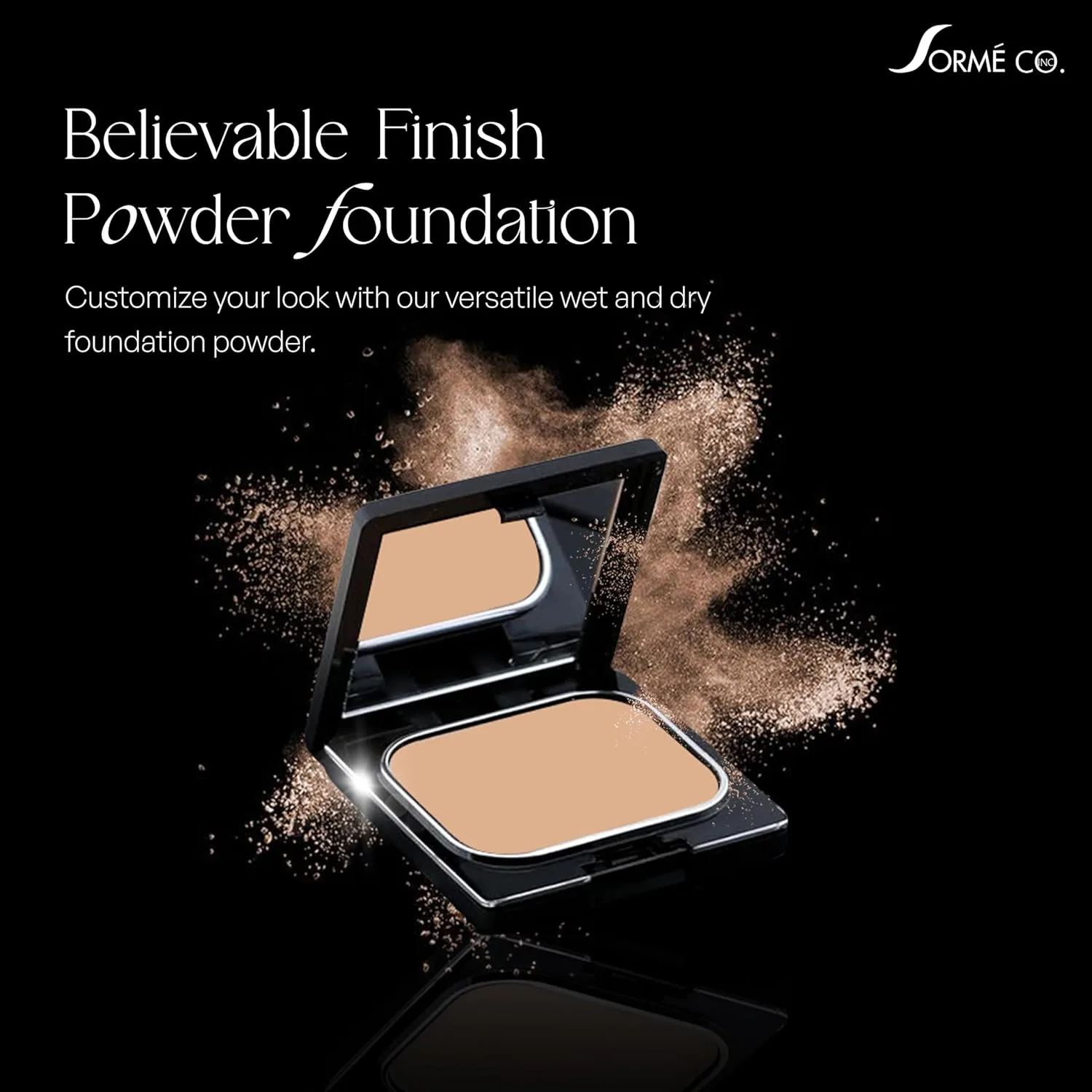 SORMÉ Believable Wet & Dry Powder Foundation, оттенок Rosey Beige, сменный блок, без отдушек, среднее и полное покрытие, матово-естественный финиш, с витамином C и AHA, для чувствительной кожи, 25 мл, Rosey Beige — фото 2
