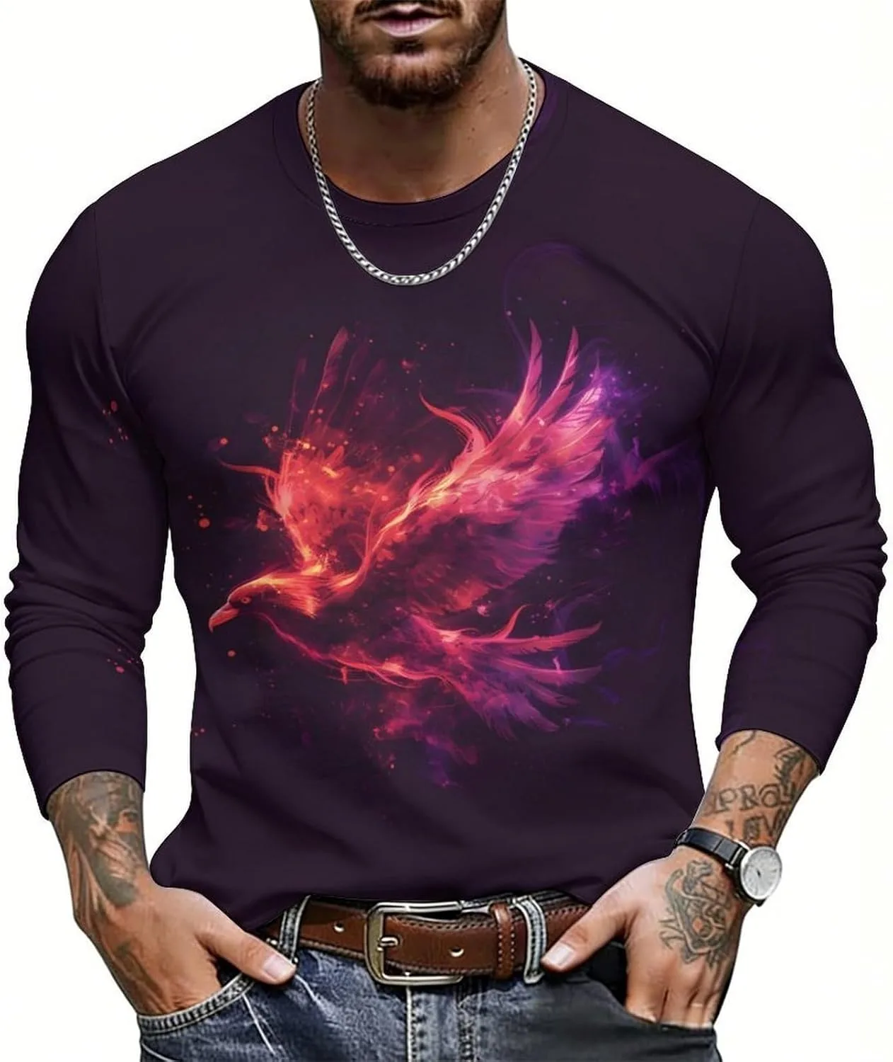 

Мужская футболка с длинным рукавом и 3D принтом BarbedRose