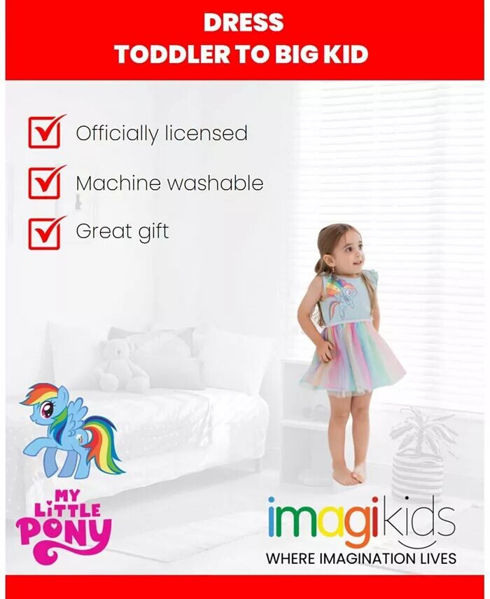 Платье для девочек Pinkie Pie Rainbow Dash от малыша до большого ребенка My Little Pony, синий — фото 2