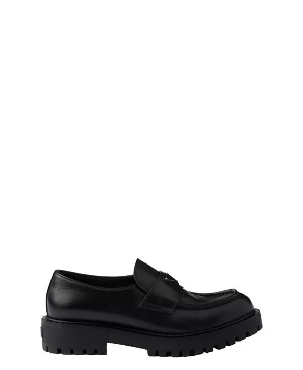 Мужские лоферы из матовой кожи Prada, черный — фото 3