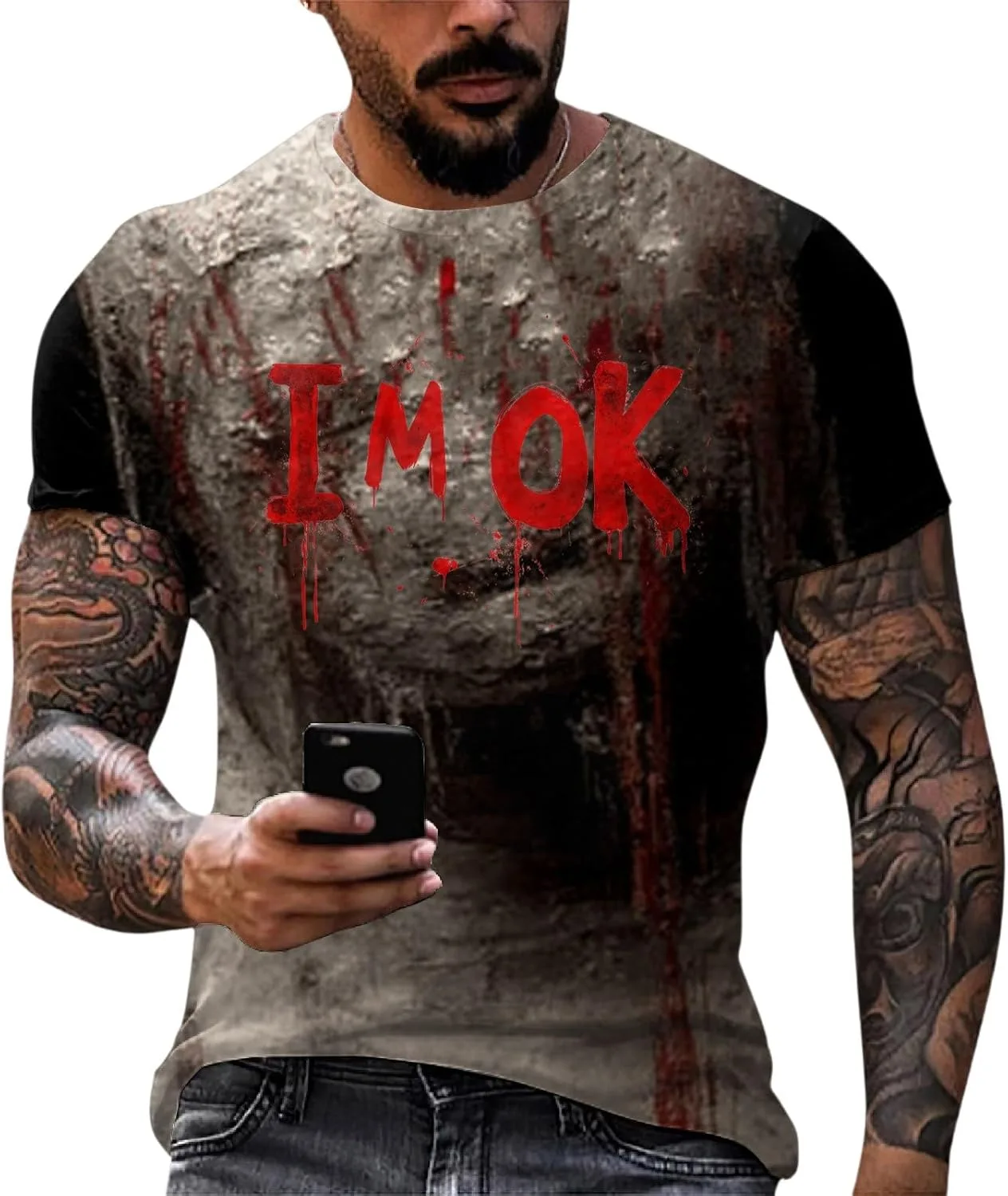 

Футболка мужская Halloween с принтом "im OK Bloody"