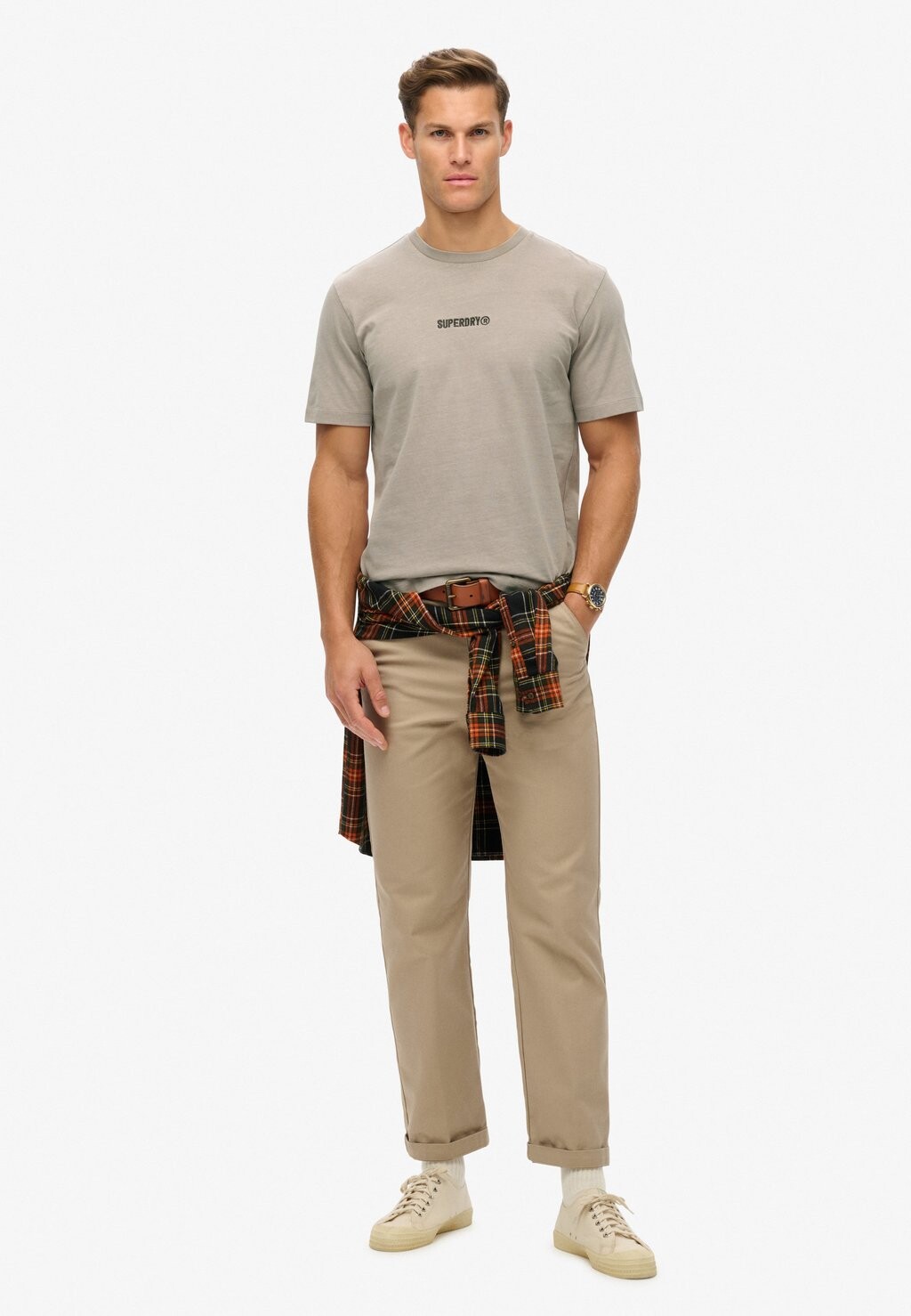 

Базовая футболка MICRO LOGO GRAPHIC LOOSE Superdry, бежевый