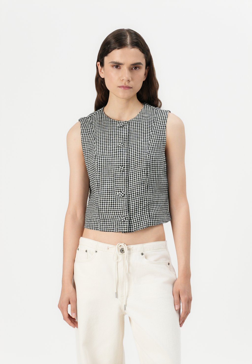 

Топ CAP SLEEVE TAILORED VEST - Blouse Abercrombie & Fitch, черный
