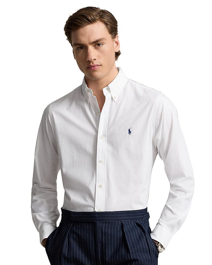 

Хлопковая поплиновая классическая рубашка на пуговицах Polo Ralph Lauren, белый