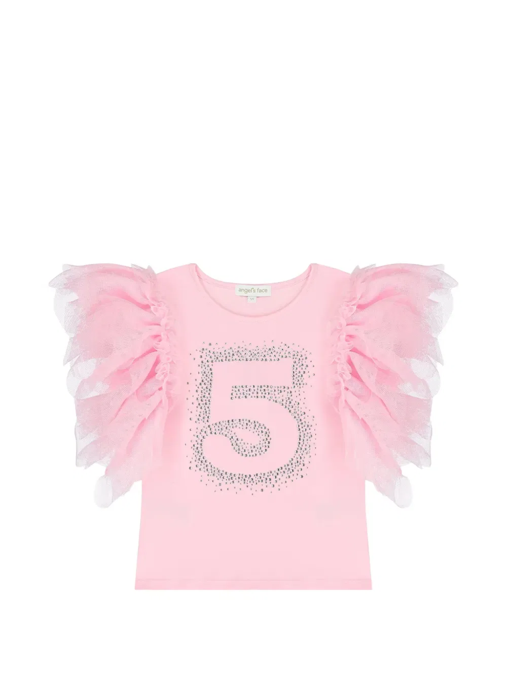 Хлопковая футболка с оборками и вышивкой в честь 5-летия Angel'S Face Kids, розовый